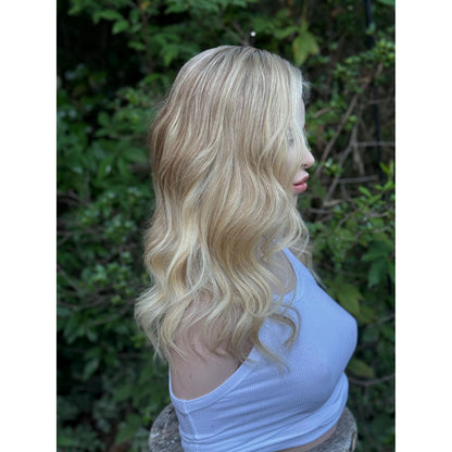 SYBIL Bright Vanilla Blonde Warm Sandy Balayage Highlights Wig, HD Invisible Transparent Lace Front,  100% Luxury Human Hair Wig