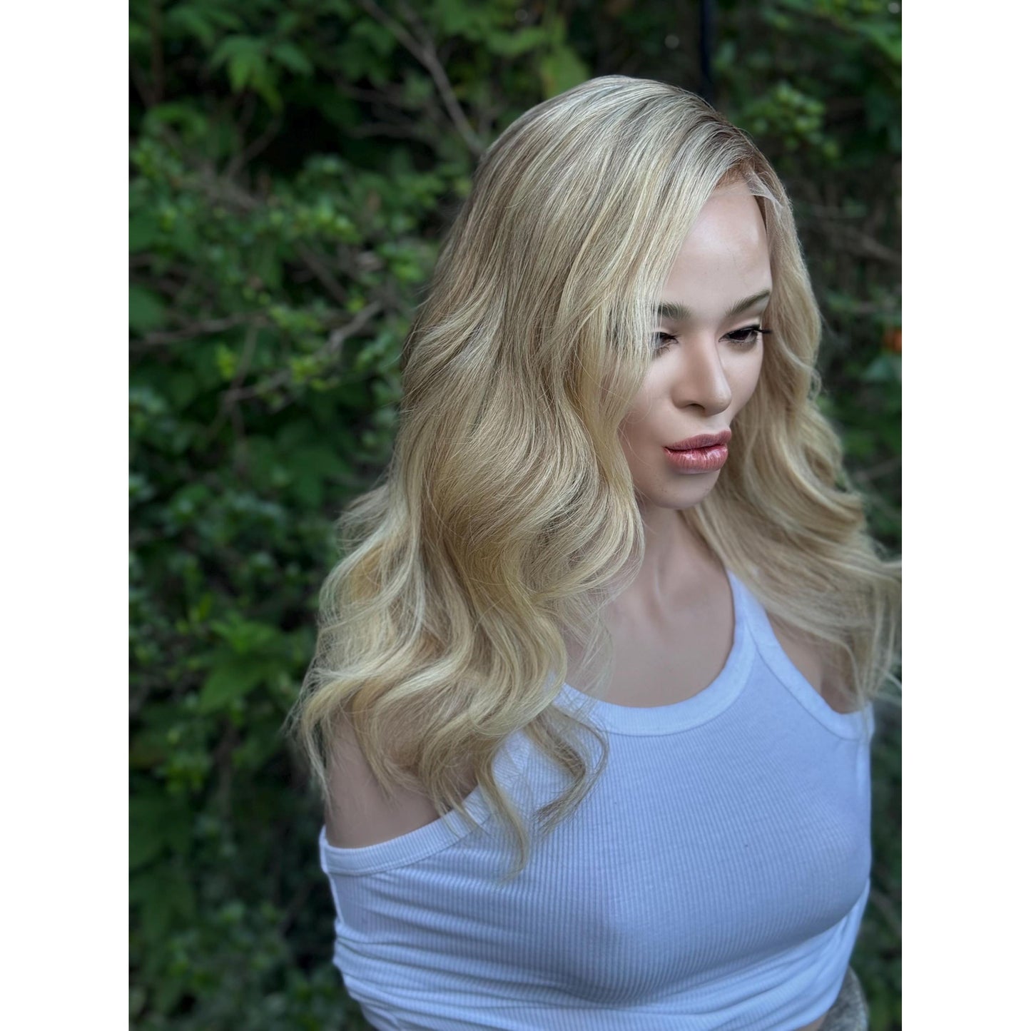 SYBIL Bright Vanilla Blonde Warm Sandy Balayage Highlights Wig, HD Invisible Transparent Lace Front,  100% Luxury Human Hair Wig