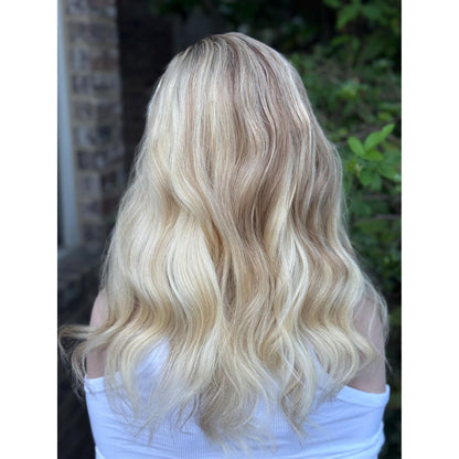 SYBIL Bright Vanilla Blonde Warm Sandy Balayage Highlights Wig, HD Invisible Transparent Lace Front,  100% Luxury Human Hair Wig