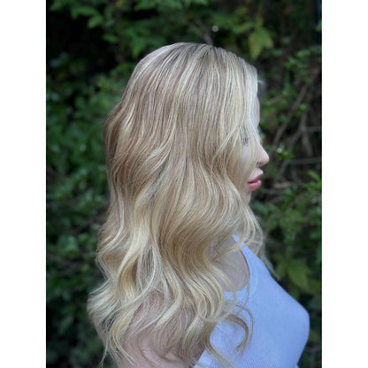 SYBIL Bright Vanilla Blonde Warm Sandy Balayage Highlights Wig, HD Invisible Transparent Lace Front,  100% Luxury Human Hair Wig