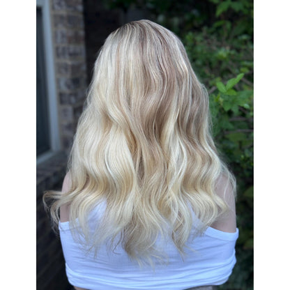 SYBIL Bright Vanilla Blonde Warm Sandy Balayage Highlights Wig, HD Invisible Transparent Lace Front,  100% Luxury Human Hair Wig