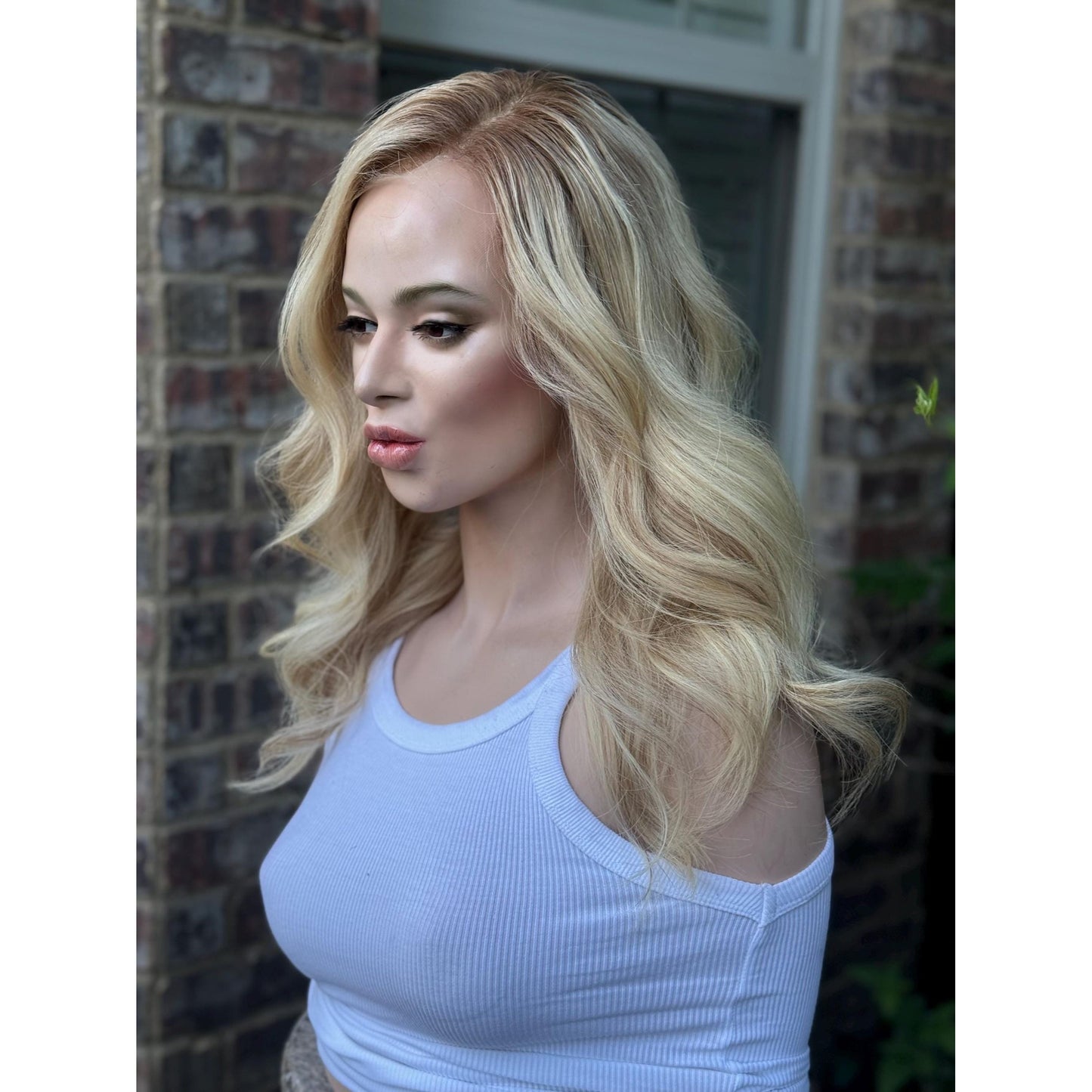 SYBIL Bright Vanilla Blonde Warm Sandy Balayage Highlights Wig, HD Invisible Transparent Lace Front,  100% Luxury Human Hair Wig