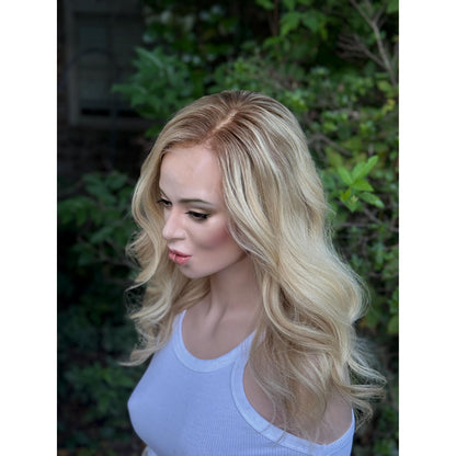 SYBIL Bright Vanilla Blonde Warm Sandy Balayage Highlights Wig, HD Invisible Transparent Lace Front,  100% Luxury Human Hair Wig